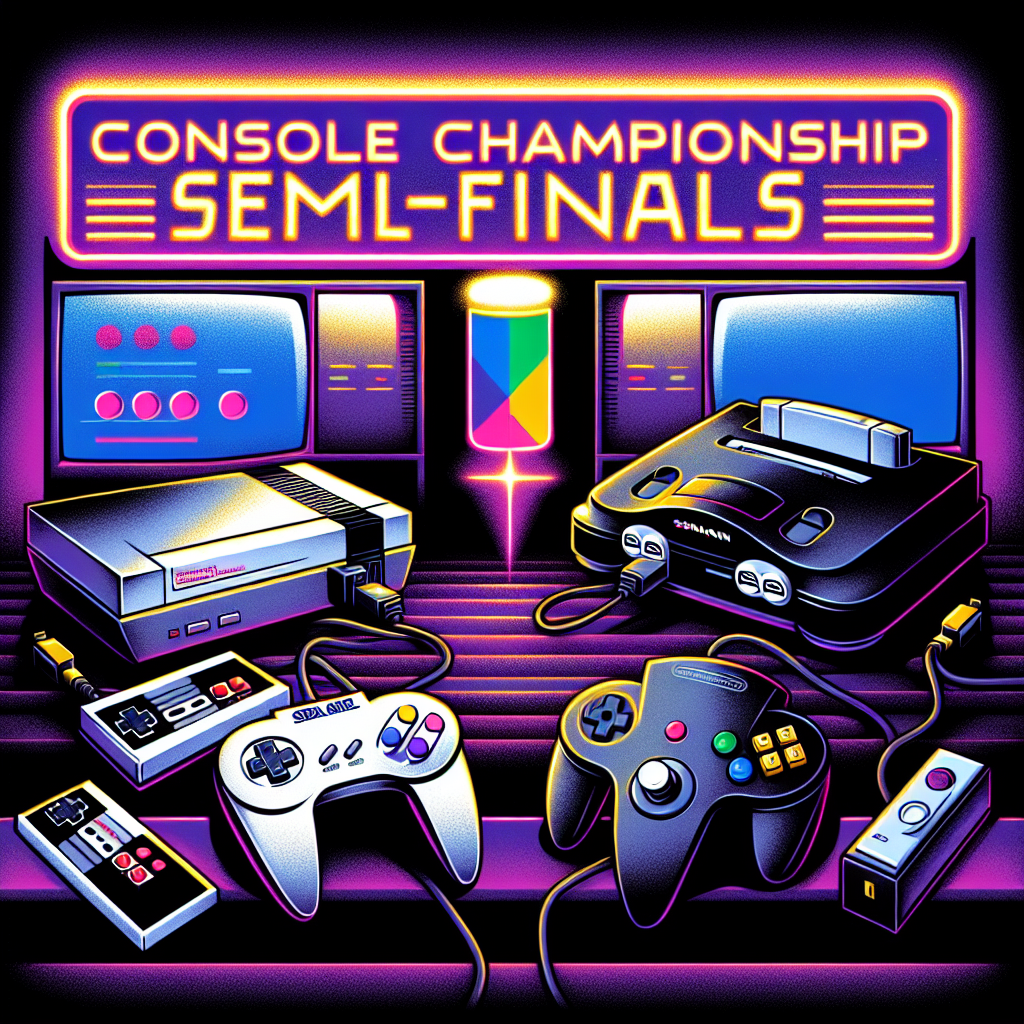 1990's video game console championship semi-finals. SNES vs Sega Saturn and PS1 vs Nintendo 64.
